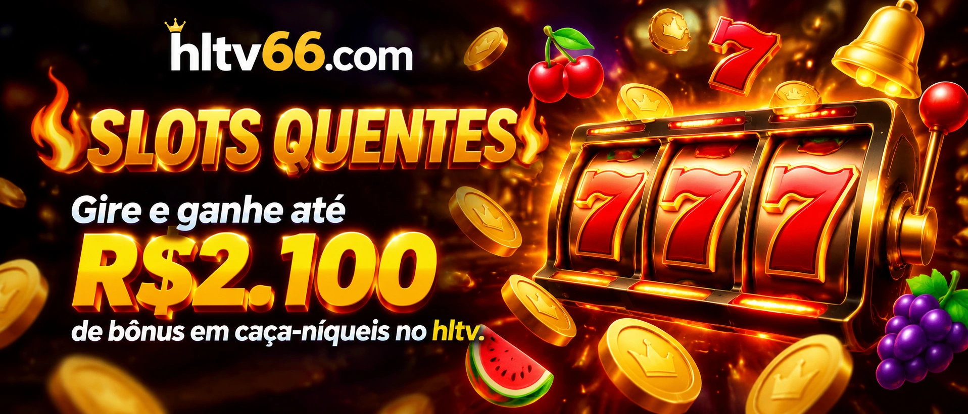 Tela com jogos de slots online e recursos visuais do hltv